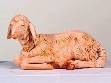 27" Sitting Sheep Figure - Head Turned - Fontanini