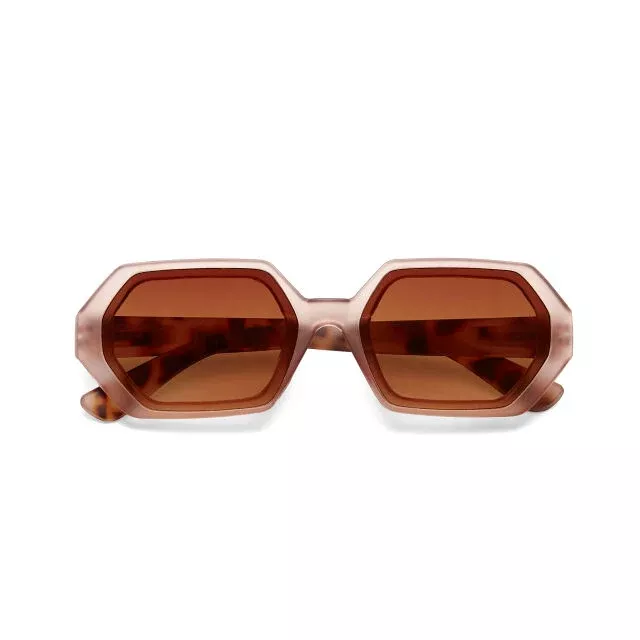 ANDREA HEXAGONAL SUNGLASSES - Pink Havana