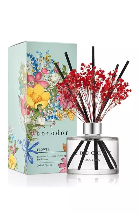 [COCOD'OR] Preserved Real Flower Reed Diffuser (200mL/6.76fl.oz) - Black Cherry