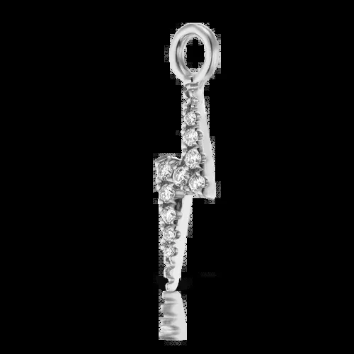 DIAMOND LIGHTNING BOLT CHARM in White Gold