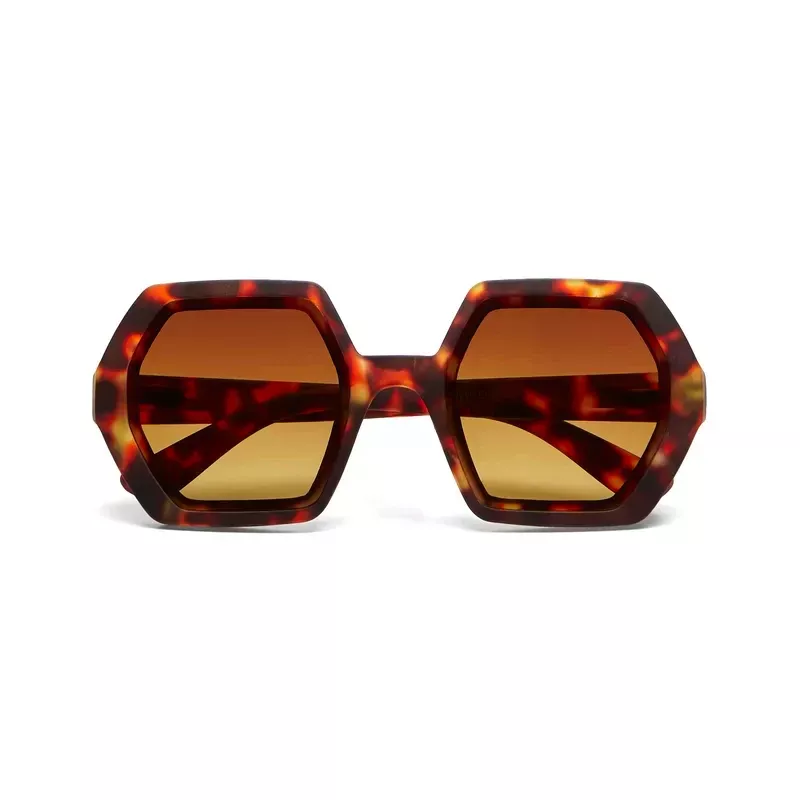 EMMA HEXAGONAL SUNGLASSES - Classic Havana