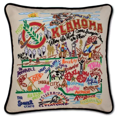 Oklahoma XL Hand-Embroidered Pillow by Catstudio